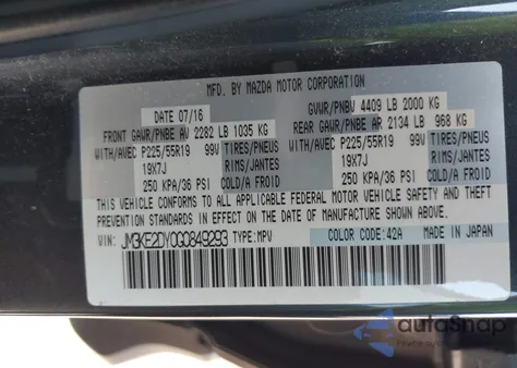 2016 Mazda Cx-5 Grand Touring from USA, damaged, VIN JM3KE2DY0G0849293